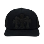 Chrome Hearts Black Cemetery Triple Cross Patch Trucker Hat
