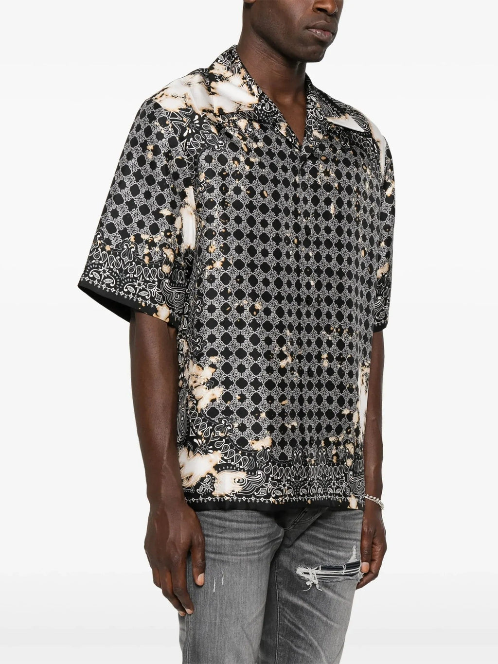 Amiri Shirt Bleach Bandana Bowling Black