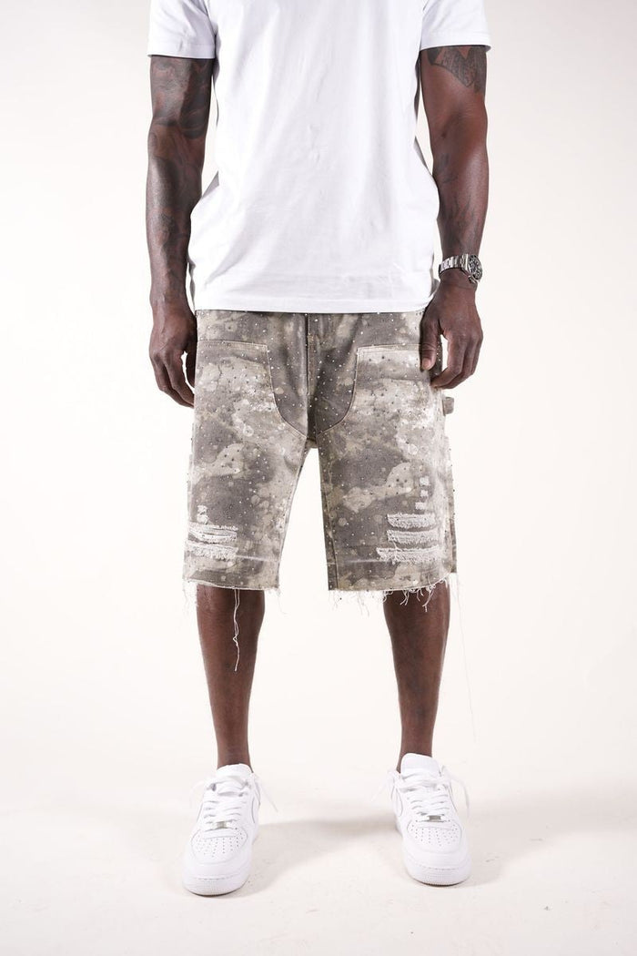 Paper Money Shorts Camo Tan Crystallized