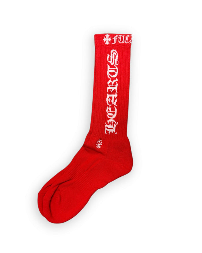 Chrome Hearts CH LOGO SOCKS Red White