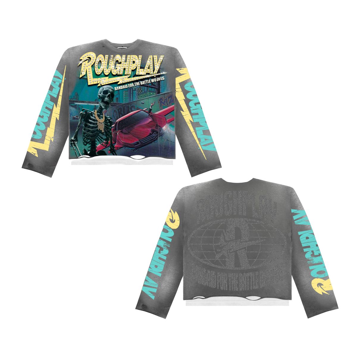 Roughplay Tee Long Sleeve Flyer Light Grey Yellow