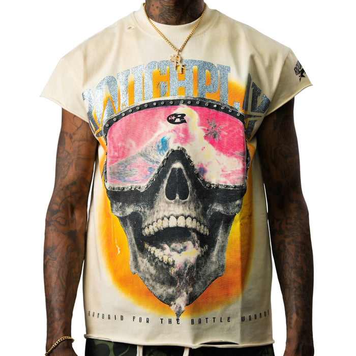 Roughplay Tee Cream Orange Skull Goggles