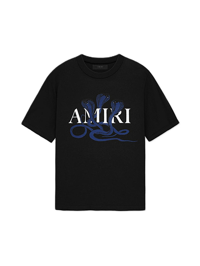 Amiri Tee GLITTER POISON LOGO SKATER Black Blue