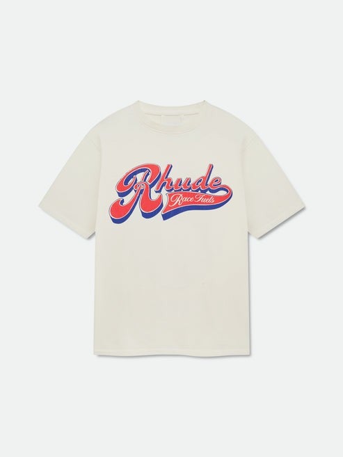 RHUDE PIT STOP TEE CREAM
