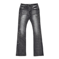VICIOUS JEANS DARK GREY EMBELLISHED RIHNESTONE FLARE CROSS VC924