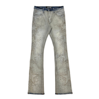 VICIOUS JEANS INDIGO EMBELLISHED RHINESTONE STAR FLARE VC1008