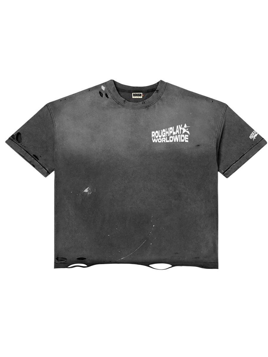 Roughplay Tee Grey White Vintage Side Logo