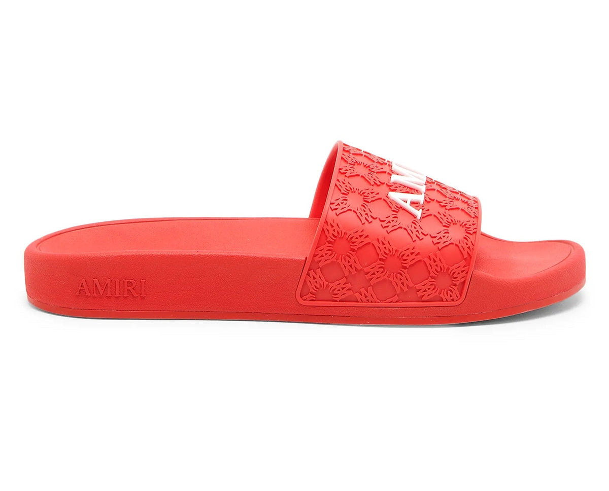 Amiri Ma Quad Logo Red White Slide Sandals