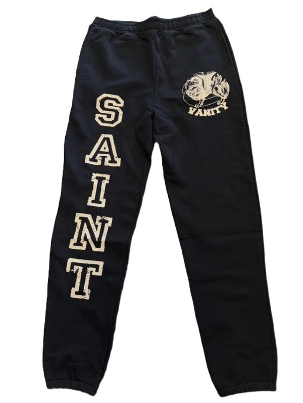 Saint Vanity Logo Sweatpants Black Cream