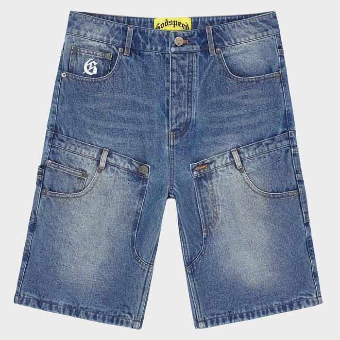 Godspeed Blue Denim Shorts Twin Panel
