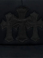 Chrome Hearts Black Cemetery Triple Cross Patch Trucker Hat