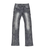 VICIOUS JEANS DARK GREY CARPENTER FLARE RHINESTONE VC654