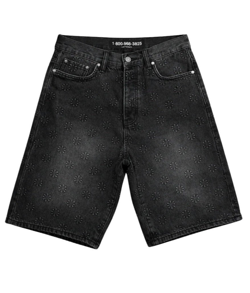 Lost Shdws Shorts Denim Embossed Washed Black