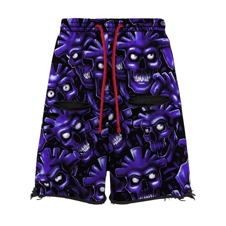Vertabrae Purple Skull Shorts