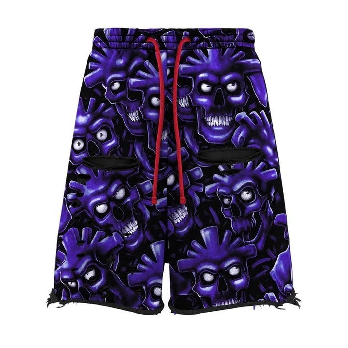 Vertabrae Purple Skull Shorts