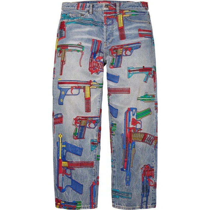 Supreme Blue Jeans Guns Embroidered loose fit
