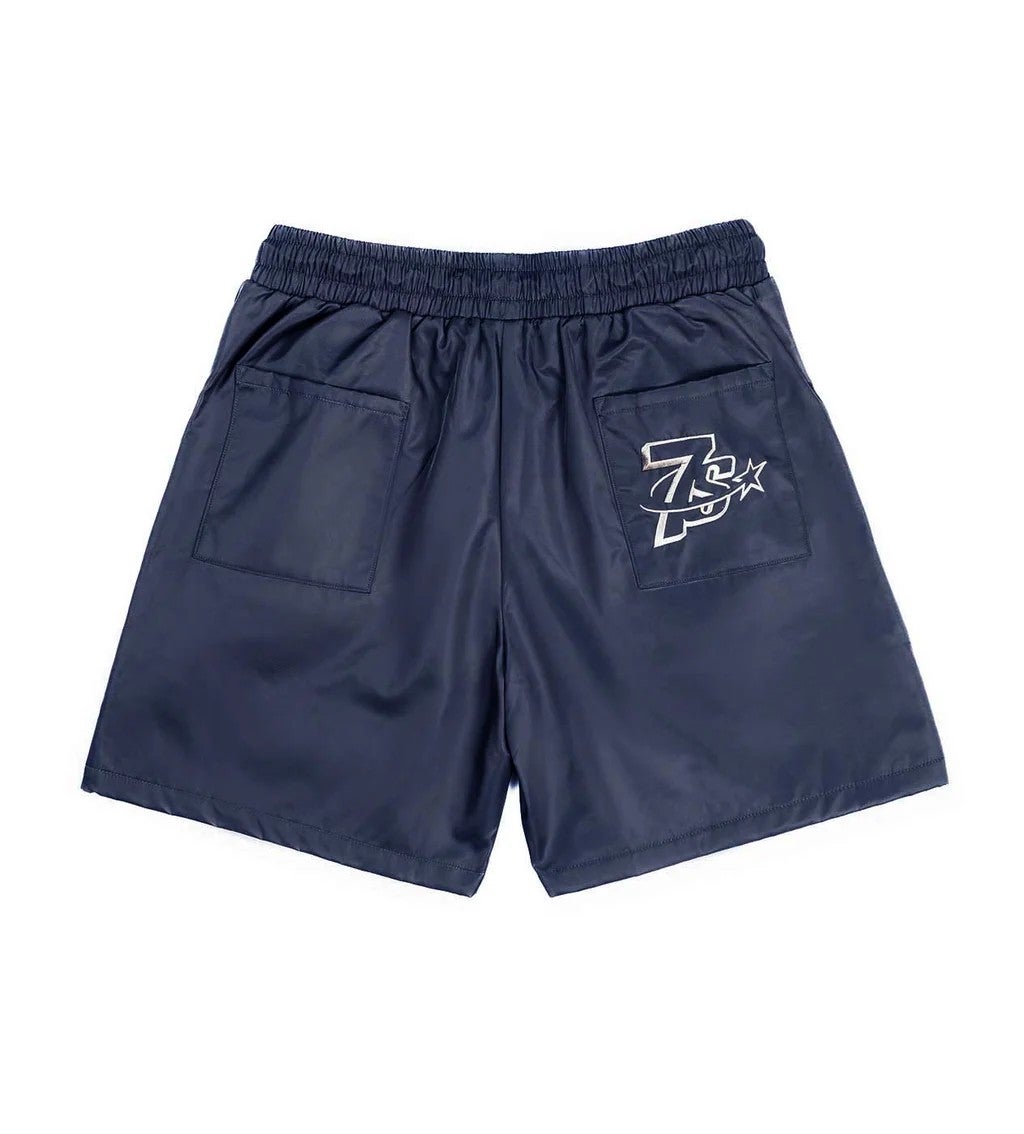 Triple Sevens Shorts Navy Nylon Button