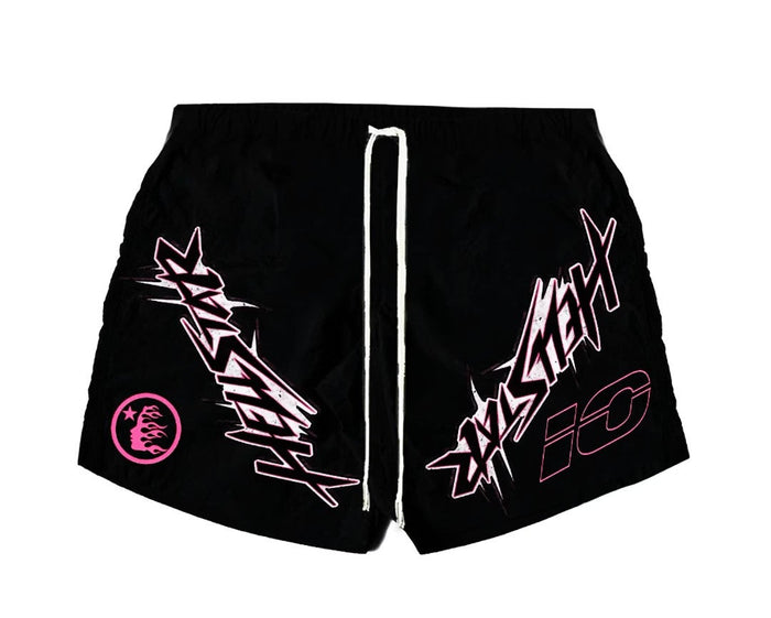 Hellstar Shorts Wax Nylon Athletic Black Pink