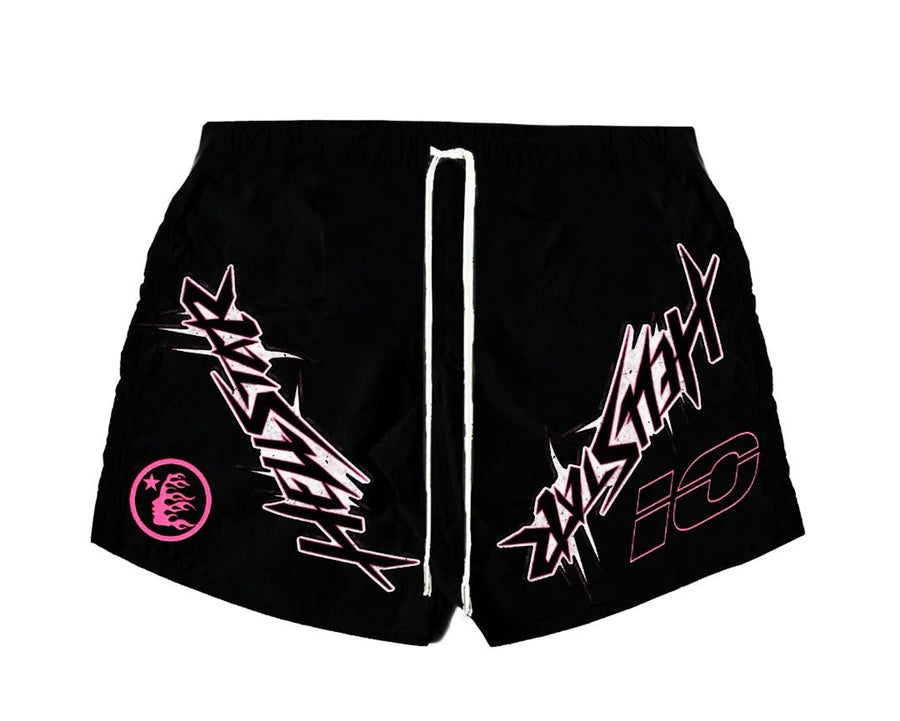 Hellstar Shorts Wax Nylon Athletic Black Pink