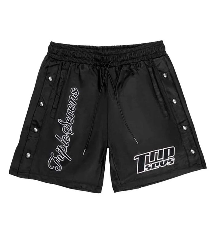 Triple Sevens Shorts Black Nylon Button