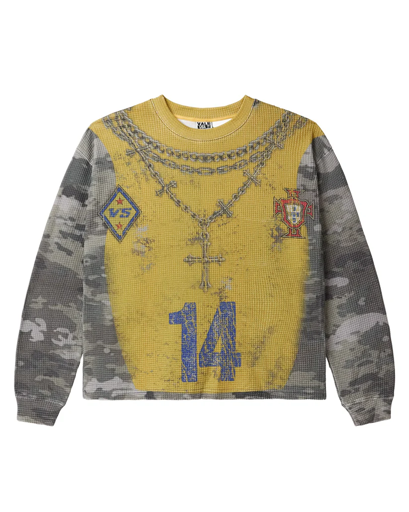 Vale Forever Tee Grey Yellow Camo Football Thermal