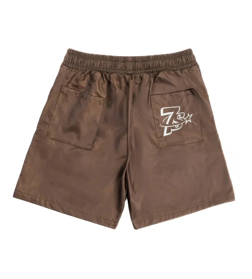 Triple Sevens Shorts Brown Nylon Button