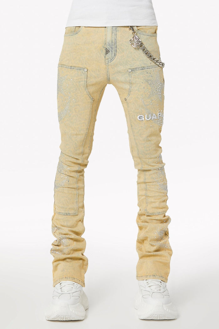 GUAPI JEANS BEIGE Vintage Calligraphy Denim