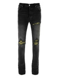 Amiri Jeans Mx1 Black International Yellow Patch