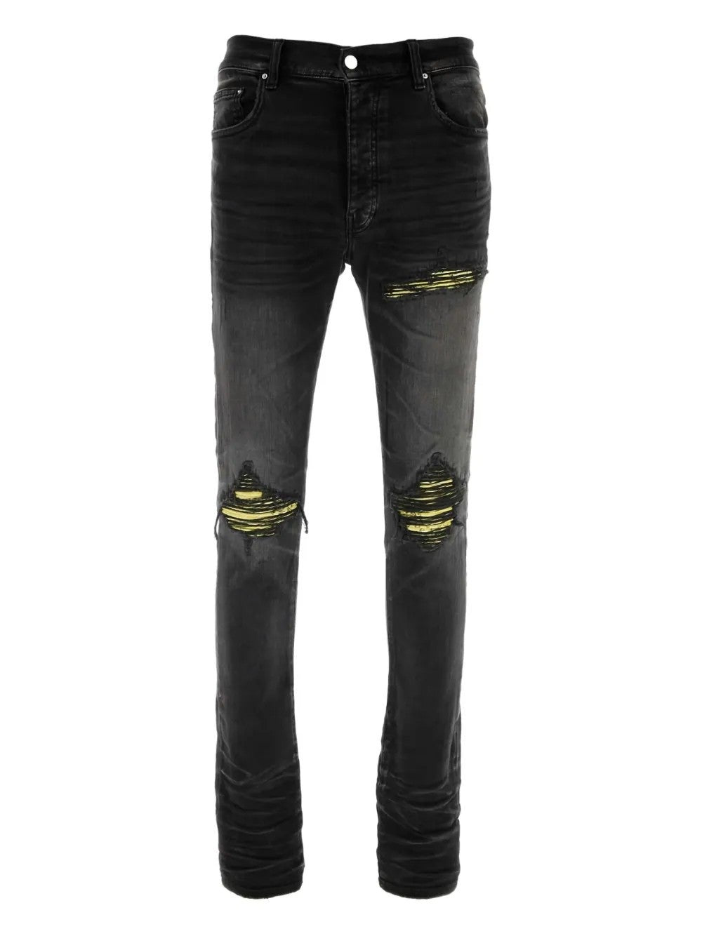 Amiri Jeans Mx1 Black International Yellow Patch