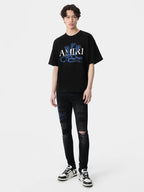 Amiri Tee GLITTER POISON LOGO SKATER Black Blue