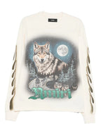 Amiri Tee Wolf Moon Crystal Long Sleeve White