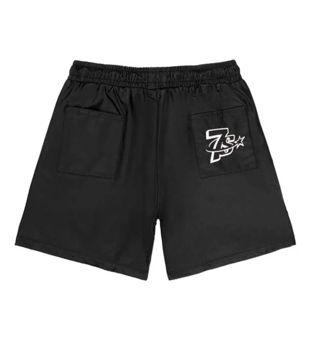 Triple Sevens Shorts Black Nylon Button