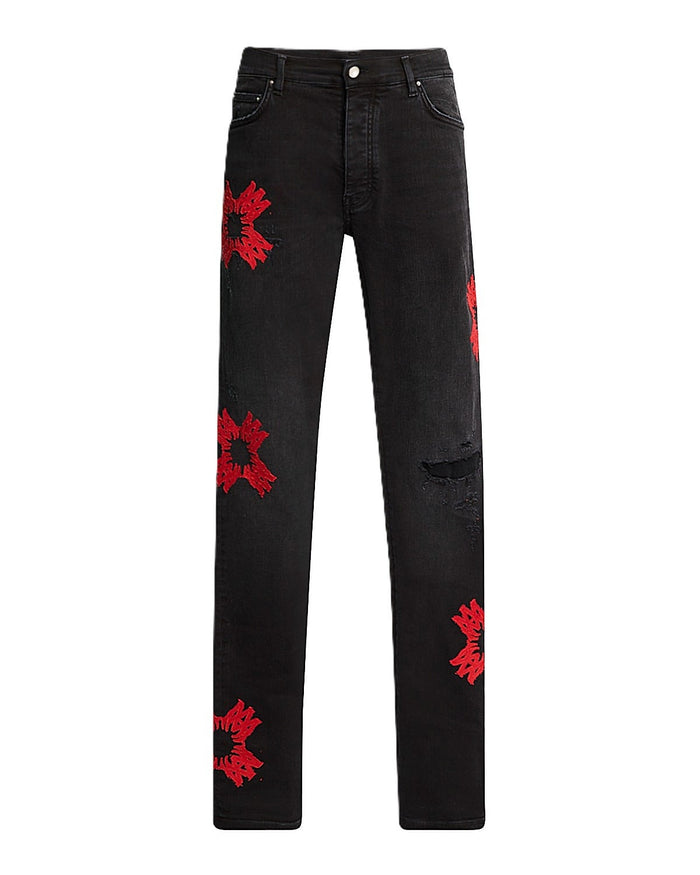 Amiri Jeans Black MA Quad Applique Red