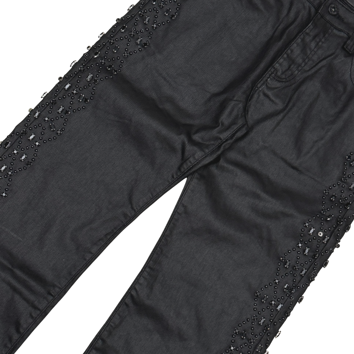 Vicious Jeans Black SIDE RHINESTONE FLARE BAGGY VC928