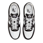 FLEX SHOP Air Force 1 x Terror Squad Blackout sneakers in black and white premium leather, top-down view.