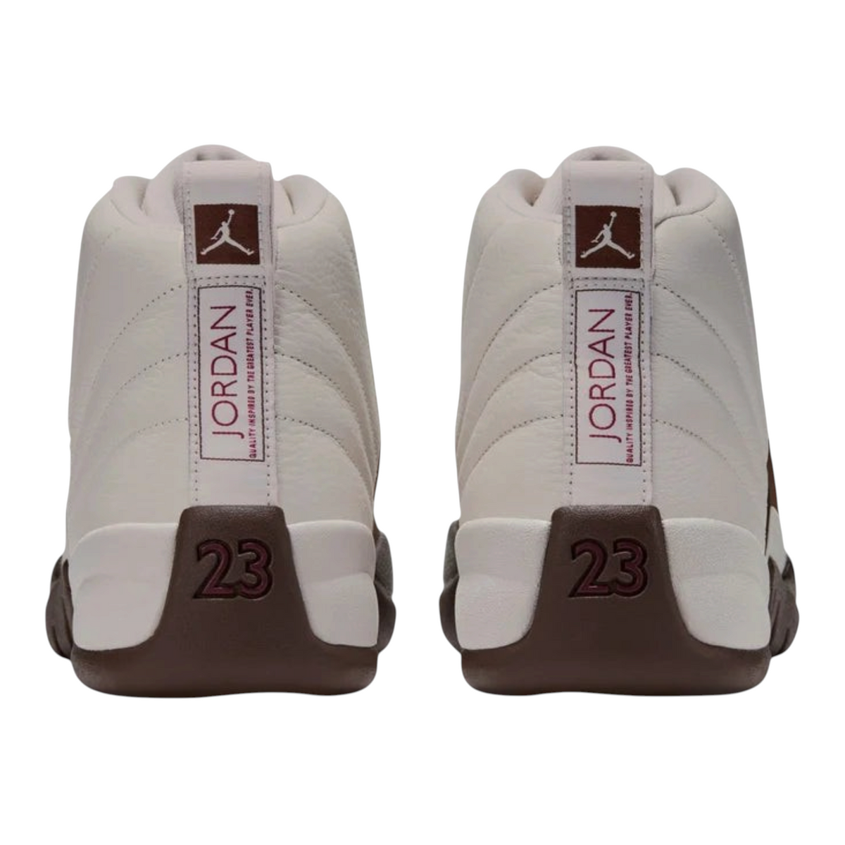 FLEX SHOP Air Jordan 12 Retro Fireside high-top sneakers in light orewood brown and cacao wow leather, rear view