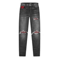 Amiri Jeans Mx1 Lurex Grey Red Patch