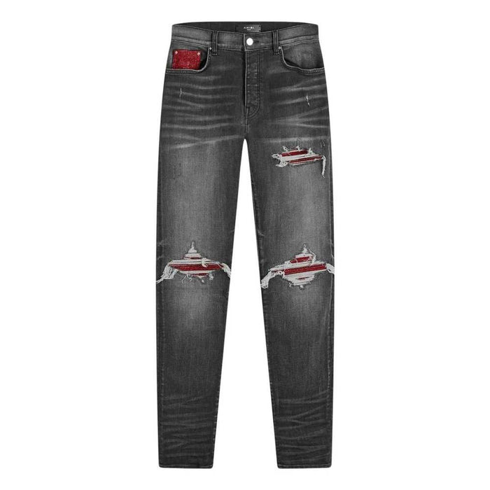 Amiri Jeans Mx1 Lurex Grey Red Patch