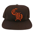 FLEX SHOP Chrome Hearts baseball hat in brown with an orange embroidered CH logo on the front