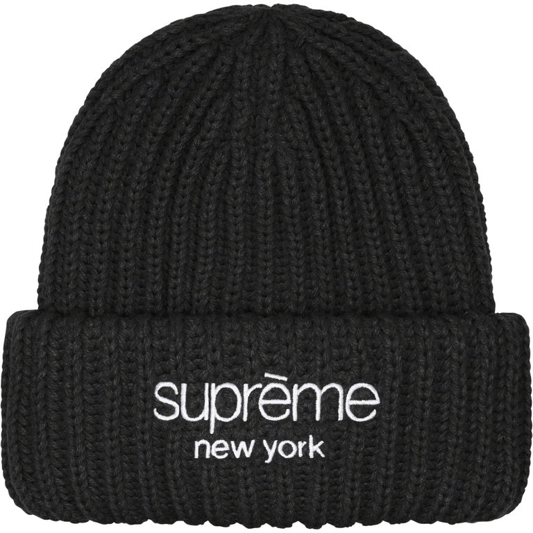 Supreme Beanie Classic Logo Chunky Ribbed Black
