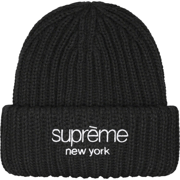 Supreme Beanie Classic Logo Chunky Ribbed Black