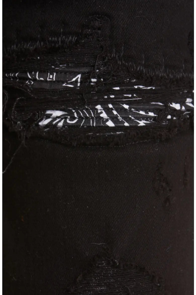 Amiri Black MX1 Bandana Ripped Patch Skinny Jeans