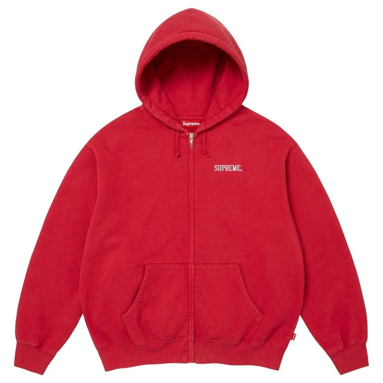 Supreme Hoodie Blessed Appliqué Zip Up Red