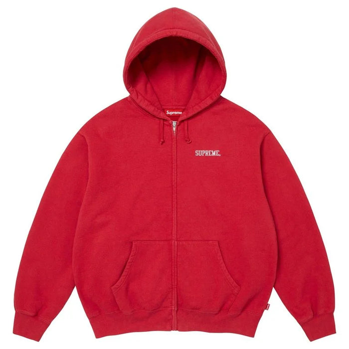 Supreme Hoodie Blessed Appliqué Zip Up Red