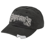 FLEX SHOP black cotton chino twill 6-panel hat with embroidered logo and integrated metal bottle opener on the visor
