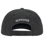 FLEX SHOP black cotton chino twill 6-panel hat with embroidered back logo and adjustable velcro strap