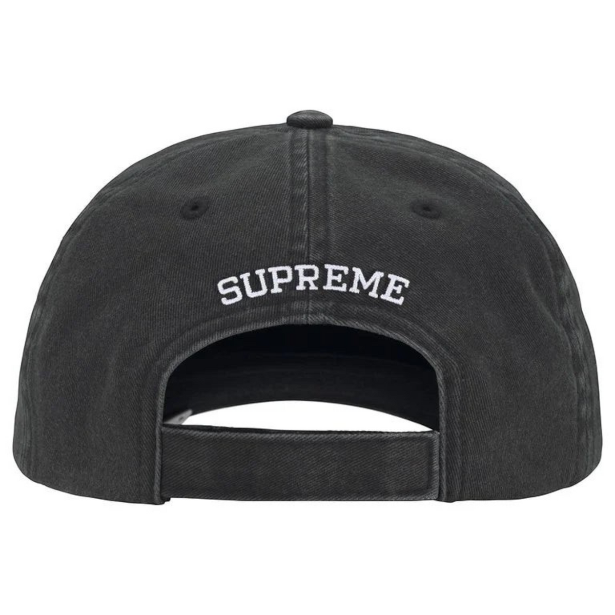 FLEX SHOP black cotton chino twill 6-panel hat with embroidered back logo and adjustable velcro strap