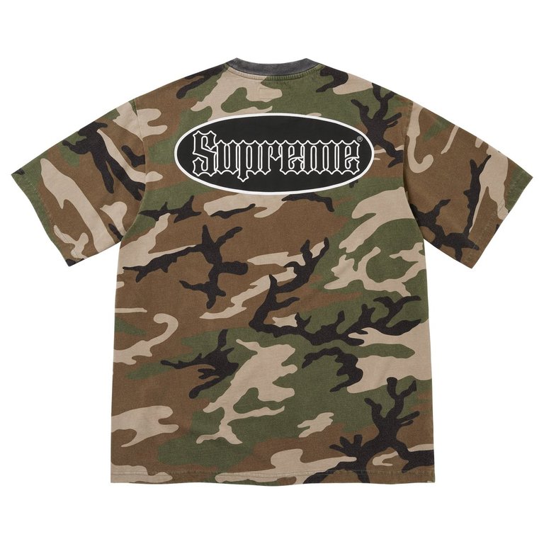 Supreme Tee Cracked Pocket Woodland Camo