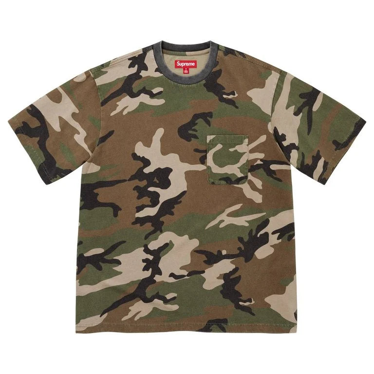 Supreme Tee Cracked Pocket Woodland Camo