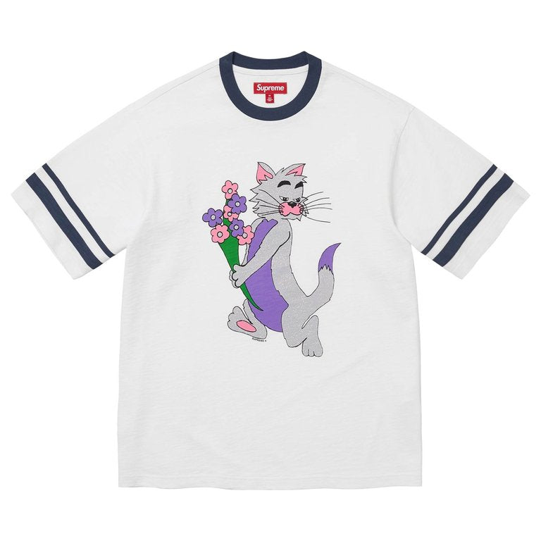 Supreme tee Glitter Cat White glitter